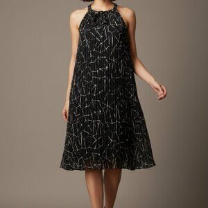 Black and White Geometric Pleated Dress Dark Academia Goth Witchy Size 16